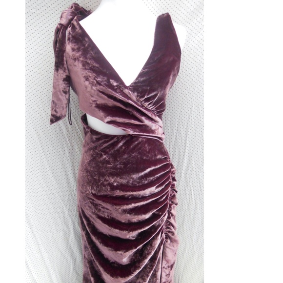 NEW Cinq a Sept PLUM Callalily GENEVIVE Cutout VELVET Ruched BOW Evening GOWN 12 - Picture 7 of 16